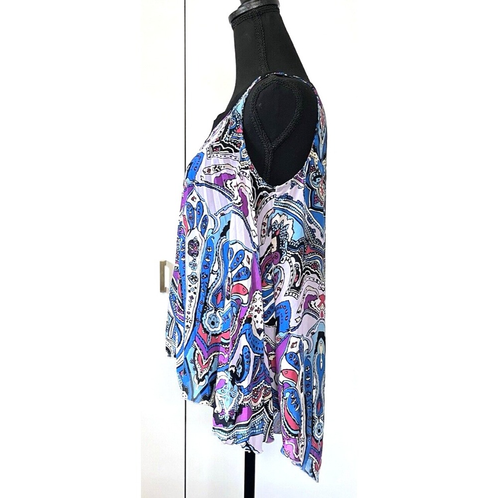 Nicole Miller Paisley Boho Blouse Women M Sleeveless Flowy Lightweight Festival - Picture 4 of 6
